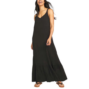 Hurley Ruffle Maxi Dress Sleeveless Slouchy Boho Crepe Fabric Flowy Coastal